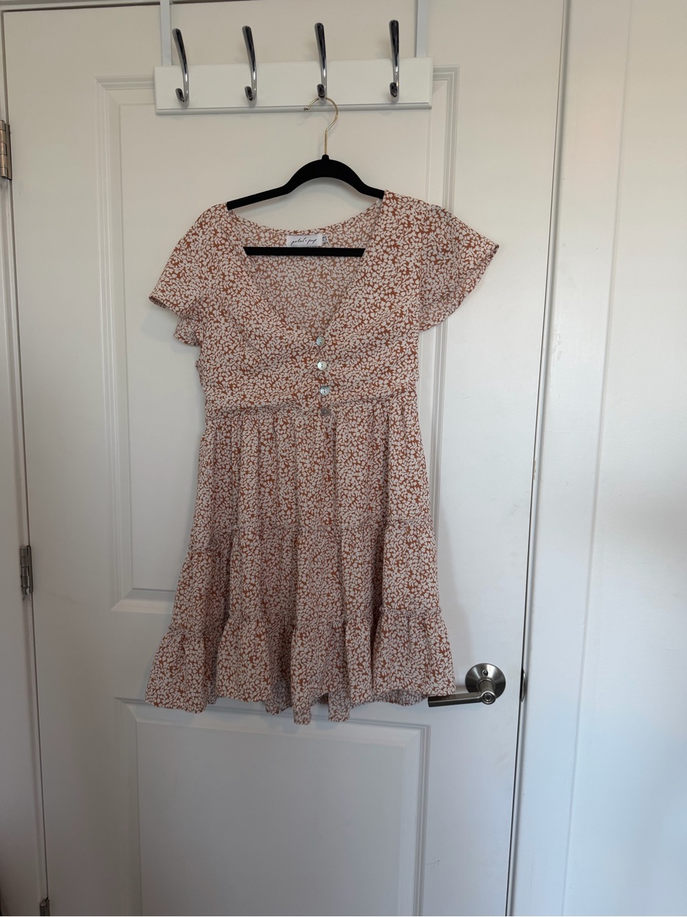 Petal & Pup Rust Floral Button-Front Mini Dress